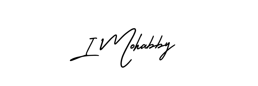 You should practise on your own different ways (AmerikaSignatureDemo-Regular) to write your name (I Mohabby) in signature. don't let someone else do it for you. I Mohabby signature style 3 images and pictures png