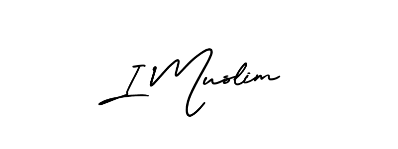 The best way (AmerikaSignatureDemo-Regular) to make a short signature is to pick only two or three words in your name. The name I Muslim include a total of six letters. For converting this name. I Muslim signature style 3 images and pictures png