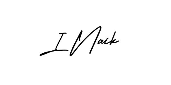 You should practise on your own different ways (AmerikaSignatureDemo-Regular) to write your name (I Naik) in signature. don't let someone else do it for you. I Naik signature style 3 images and pictures png