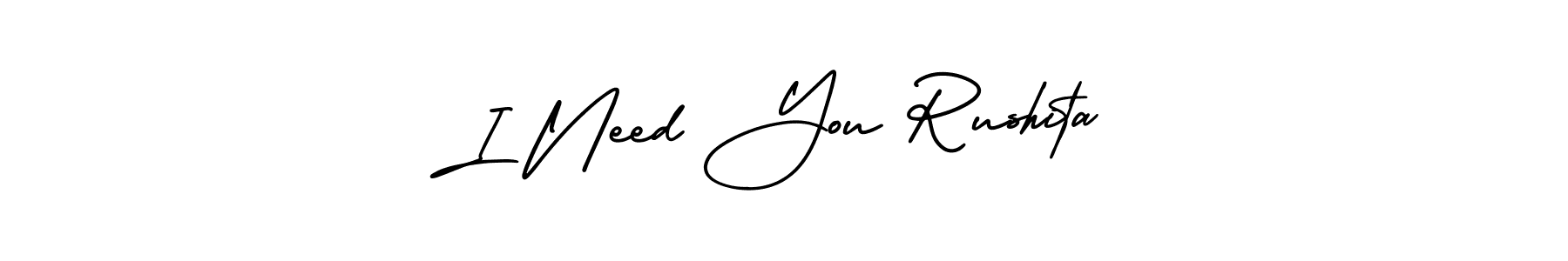 Also You can easily find your signature by using the search form. We will create I Need You Rushita name handwritten signature images for you free of cost using AmerikaSignatureDemo-Regular sign style. I Need You Rushita signature style 3 images and pictures png