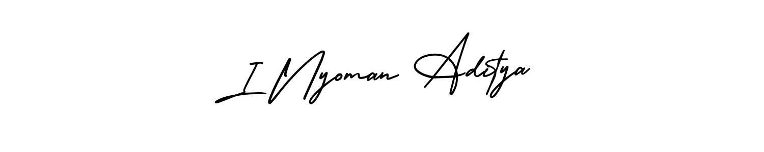 Also You can easily find your signature by using the search form. We will create I Nyoman Aditya name handwritten signature images for you free of cost using AmerikaSignatureDemo-Regular sign style. I Nyoman Aditya signature style 3 images and pictures png