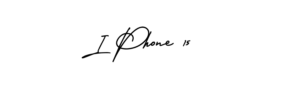 You should practise on your own different ways (AmerikaSignatureDemo-Regular) to write your name (I Phone 15) in signature. don't let someone else do it for you. I Phone 15 signature style 3 images and pictures png