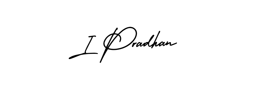 Use a signature maker to create a handwritten signature online. With this signature software, you can design (AmerikaSignatureDemo-Regular) your own signature for name I Pradhan. I Pradhan signature style 3 images and pictures png