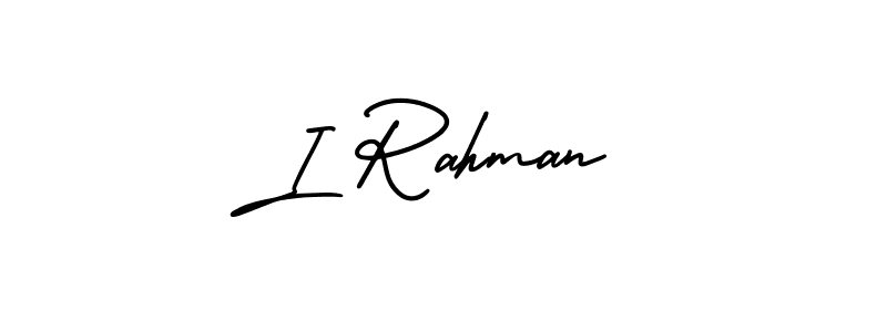 Similarly AmerikaSignatureDemo-Regular is the best handwritten signature design. Signature creator online .You can use it as an online autograph creator for name I Rahman. I Rahman signature style 3 images and pictures png