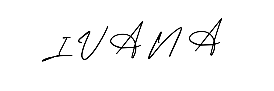 Design your own signature with our free online signature maker. With this signature software, you can create a handwritten (AmerikaSignatureDemo-Regular) signature for name I V A N A. I V A N A signature style 3 images and pictures png