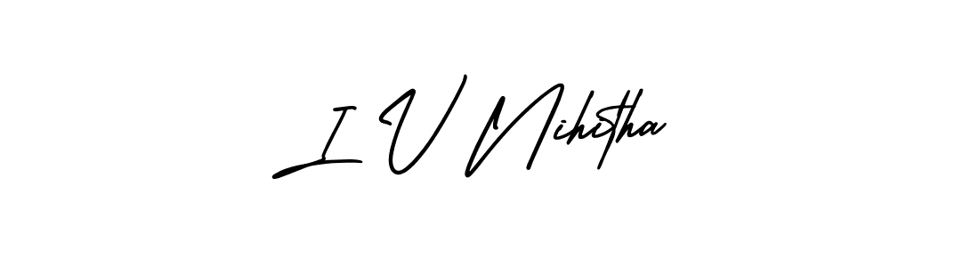 if you are searching for the best signature style for your name I V Nihitha. so please give up your signature search. here we have designed multiple signature styles  using AmerikaSignatureDemo-Regular. I V Nihitha signature style 3 images and pictures png