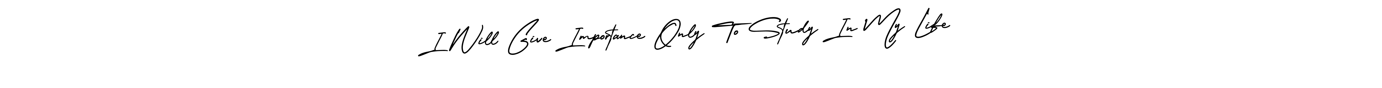 You should practise on your own different ways (AmerikaSignatureDemo-Regular) to write your name (I Will Give Importance Only To Study In My Life) in signature. don't let someone else do it for you. I Will Give Importance Only To Study In My Life signature style 3 images and pictures png