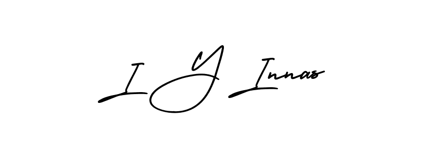 The best way (AmerikaSignatureDemo-Regular) to make a short signature is to pick only two or three words in your name. The name I Y Innas include a total of six letters. For converting this name. I Y Innas signature style 3 images and pictures png