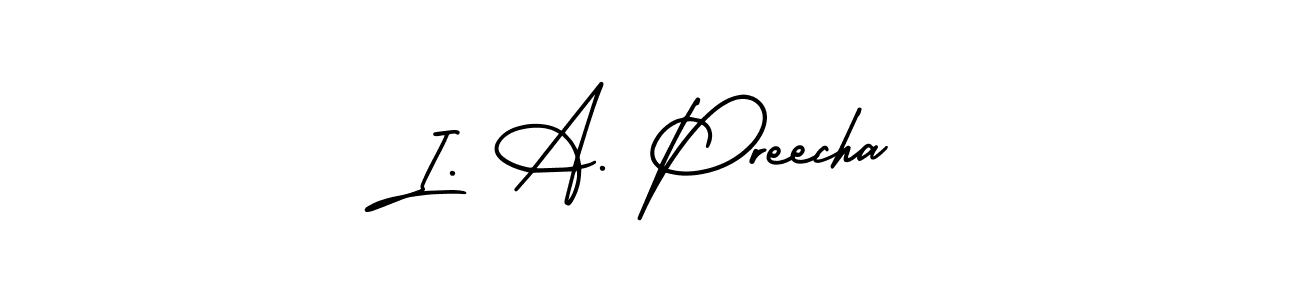 How to Draw I. A. Preecha signature style? AmerikaSignatureDemo-Regular is a latest design signature styles for name I. A. Preecha. I. A. Preecha signature style 3 images and pictures png