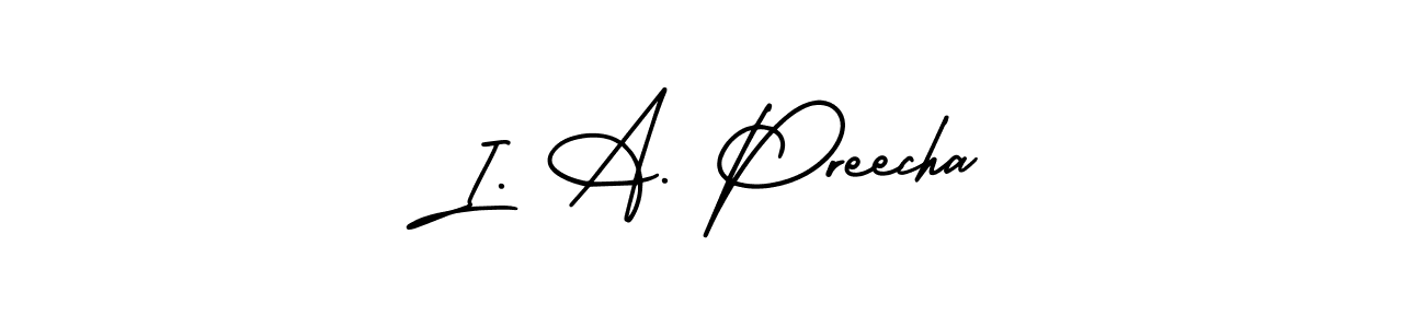 This is the best signature style for the I. A. Preecha name. Also you like these signature font (AmerikaSignatureDemo-Regular). Mix name signature. I. A. Preecha signature style 3 images and pictures png