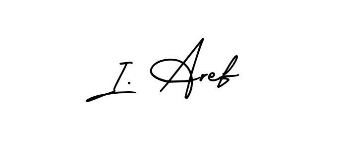 How to make I. Aref name signature. Use AmerikaSignatureDemo-Regular style for creating short signs online. This is the latest handwritten sign. I. Aref signature style 3 images and pictures png