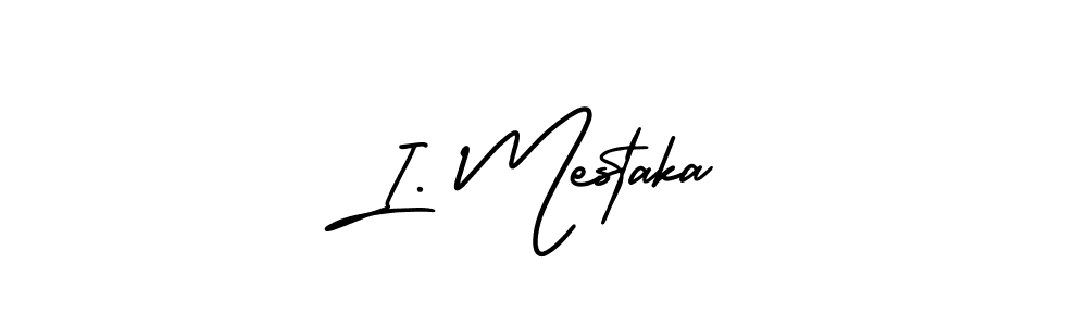 How to make I. Mestaka name signature. Use AmerikaSignatureDemo-Regular style for creating short signs online. This is the latest handwritten sign. I. Mestaka signature style 3 images and pictures png