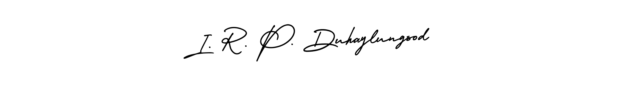 Use a signature maker to create a handwritten signature online. With this signature software, you can design (AmerikaSignatureDemo-Regular) your own signature for name I. R. P. Duhaylungsod. I. R. P. Duhaylungsod signature style 3 images and pictures png