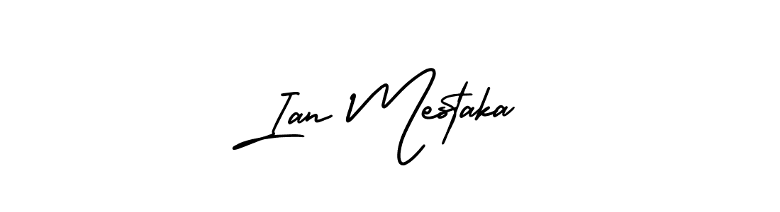 You should practise on your own different ways (AmerikaSignatureDemo-Regular) to write your name (Ian Mestaka) in signature. don't let someone else do it for you. Ian Mestaka signature style 3 images and pictures png