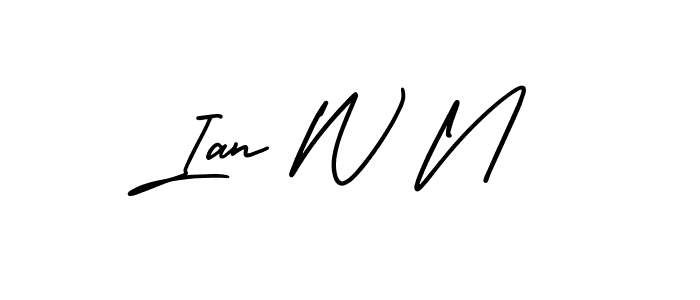 How to make Ian W N name signature. Use AmerikaSignatureDemo-Regular style for creating short signs online. This is the latest handwritten sign. Ian W N signature style 3 images and pictures png