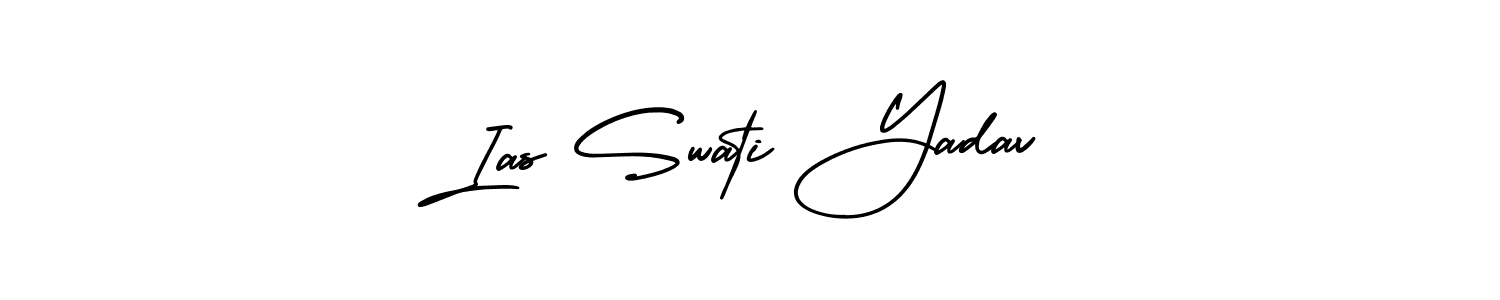 You should practise on your own different ways (AmerikaSignatureDemo-Regular) to write your name (Ias Swati Yadav) in signature. don't let someone else do it for you. Ias Swati Yadav signature style 3 images and pictures png