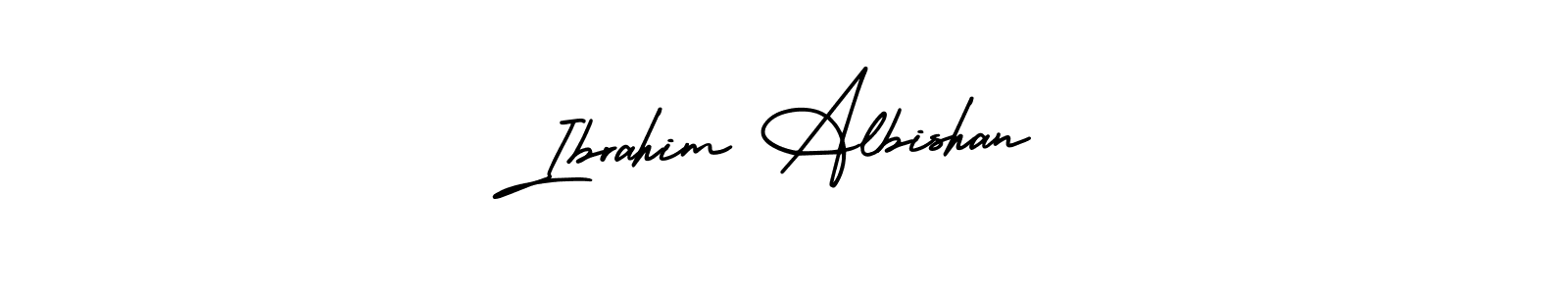 The best way (AmerikaSignatureDemo-Regular) to make a short signature is to pick only two or three words in your name. The name Ibrahim Albishan include a total of six letters. For converting this name. Ibrahim Albishan signature style 3 images and pictures png