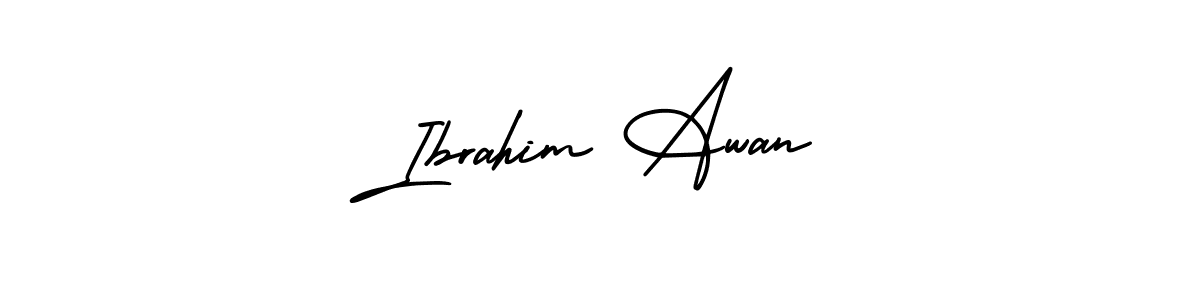 This is the best signature style for the Ibrahim Awan name. Also you like these signature font (AmerikaSignatureDemo-Regular). Mix name signature. Ibrahim Awan signature style 3 images and pictures png