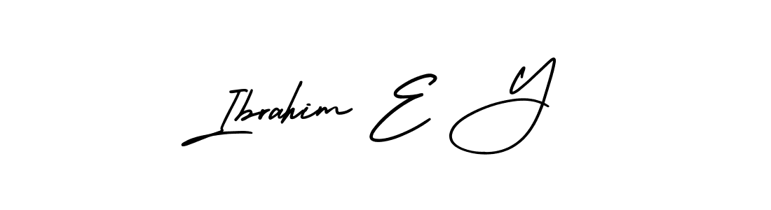 How to make Ibrahim E Y name signature. Use AmerikaSignatureDemo-Regular style for creating short signs online. This is the latest handwritten sign. Ibrahim E Y signature style 3 images and pictures png