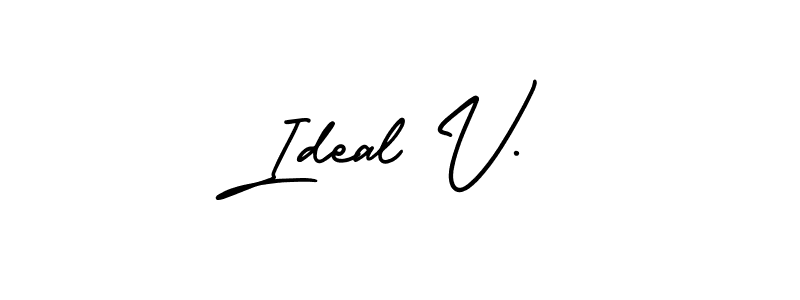 Ideal V. stylish signature style. Best Handwritten Sign (AmerikaSignatureDemo-Regular) for my name. Handwritten Signature Collection Ideas for my name Ideal V.. Ideal V. signature style 3 images and pictures png