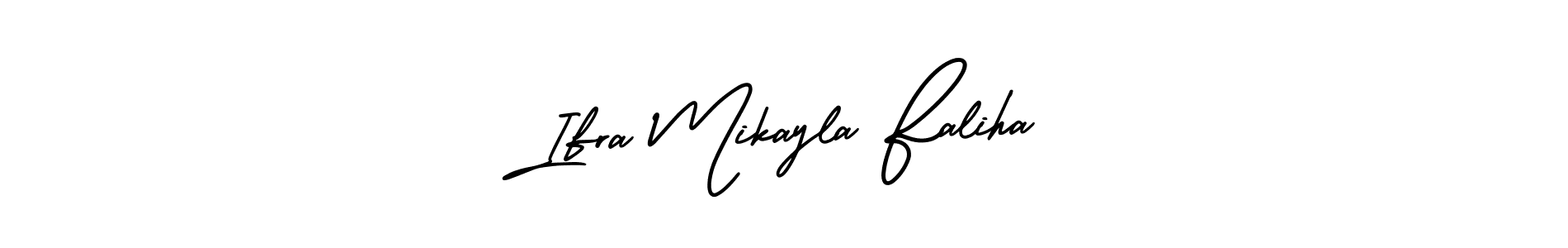 AmerikaSignatureDemo-Regular is a professional signature style that is perfect for those who want to add a touch of class to their signature. It is also a great choice for those who want to make their signature more unique. Get Ifra Mikayla Faliha name to fancy signature for free. Ifra Mikayla Faliha signature style 3 images and pictures png