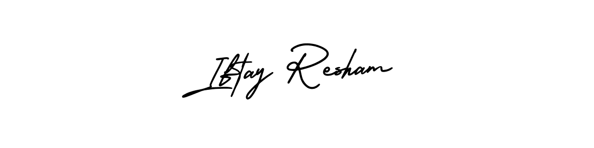The best way (AmerikaSignatureDemo-Regular) to make a short signature is to pick only two or three words in your name. The name Iftay Resham include a total of six letters. For converting this name. Iftay Resham signature style 3 images and pictures png