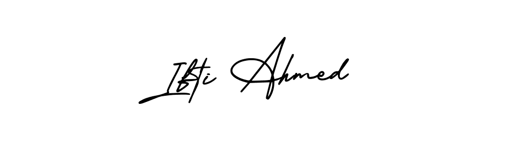 This is the best signature style for the Ifti Ahmed name. Also you like these signature font (AmerikaSignatureDemo-Regular). Mix name signature. Ifti Ahmed signature style 3 images and pictures png