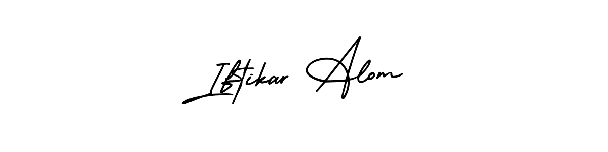 You should practise on your own different ways (AmerikaSignatureDemo-Regular) to write your name (Iftikar Alom) in signature. don't let someone else do it for you. Iftikar Alom signature style 3 images and pictures png