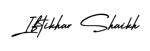 Personalize your online presence with Iftikhar Shaikh signature rendered in elegant AmerikaSignatureDemo-Regular font. Great for website footers and blogs. Iftikhar Shaikh signature style 3 images and pictures png