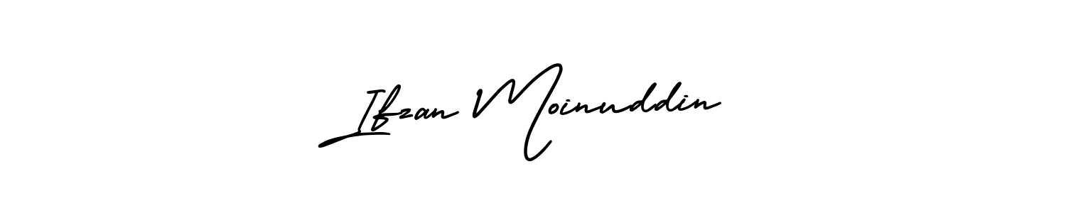 The best way (AmerikaSignatureDemo-Regular) to make a short signature is to pick only two or three words in your name. The name Ifzan Moinuddin include a total of six letters. For converting this name. Ifzan Moinuddin signature style 3 images and pictures png
