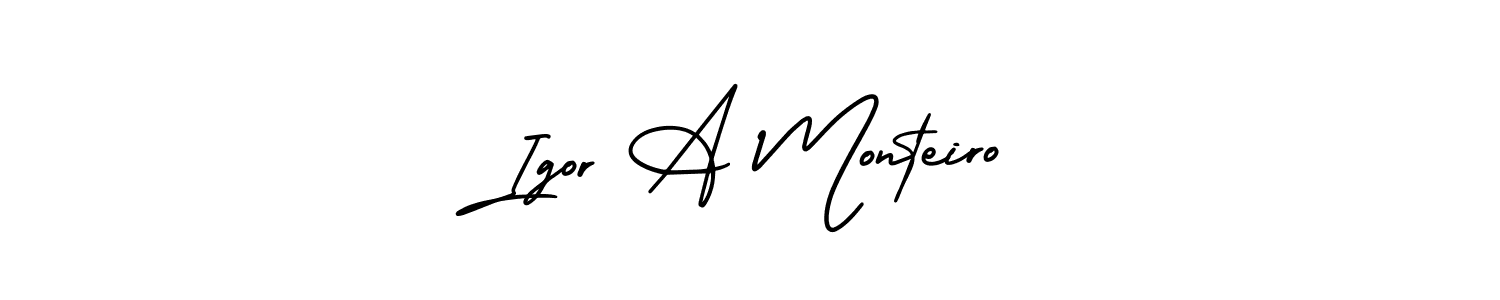 The best way (AmerikaSignatureDemo-Regular) to make a short signature is to pick only two or three words in your name. The name Igor A Monteiro include a total of six letters. For converting this name. Igor A Monteiro signature style 3 images and pictures png