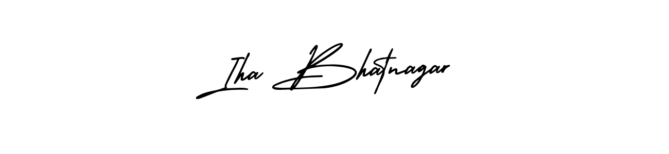 You should practise on your own different ways (AmerikaSignatureDemo-Regular) to write your name (Iha Bhatnagar) in signature. don't let someone else do it for you. Iha Bhatnagar signature style 3 images and pictures png