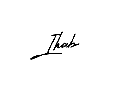 How to make Ihab name signature. Use AmerikaSignatureDemo-Regular style for creating short signs online. This is the latest handwritten sign. Ihab signature style 3 images and pictures png