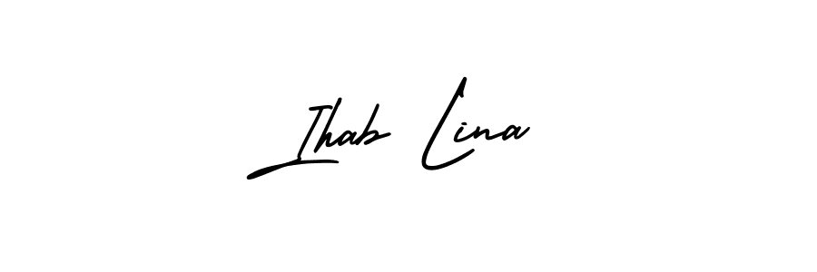 How to make Ihab Lina signature? AmerikaSignatureDemo-Regular is a professional autograph style. Create handwritten signature for Ihab Lina name. Ihab Lina signature style 3 images and pictures png