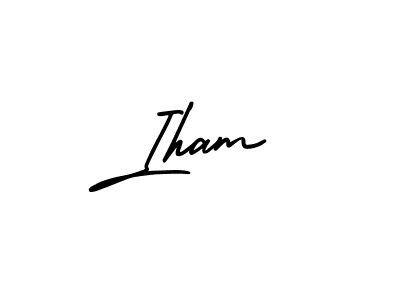 How to make Iham signature? AmerikaSignatureDemo-Regular is a professional autograph style. Create handwritten signature for Iham name. Iham signature style 3 images and pictures png