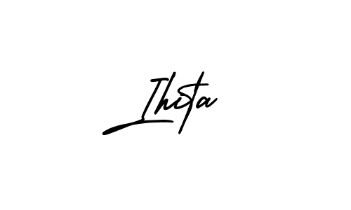 The best way (AmerikaSignatureDemo-Regular) to make a short signature is to pick only two or three words in your name. The name Ihita include a total of six letters. For converting this name. Ihita signature style 3 images and pictures png