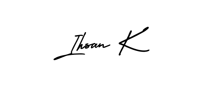 How to Draw Ihsan K signature style? AmerikaSignatureDemo-Regular is a latest design signature styles for name Ihsan K. Ihsan K signature style 3 images and pictures png