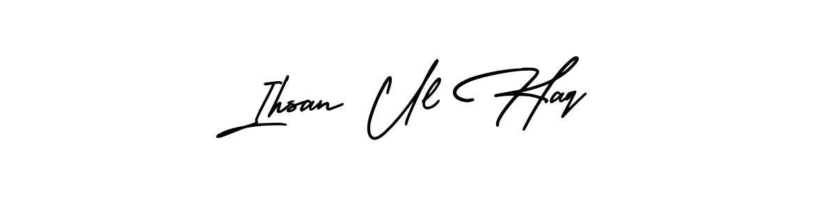 The best way (AmerikaSignatureDemo-Regular) to make a short signature is to pick only two or three words in your name. The name Ihsan Ul Haq include a total of six letters. For converting this name. Ihsan Ul Haq signature style 3 images and pictures png