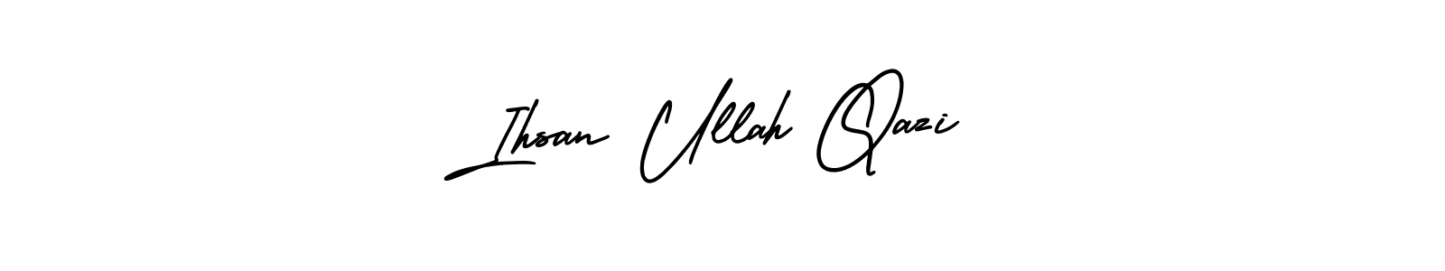 This is the best signature style for the Ihsan Ullah Qazi name. Also you like these signature font (AmerikaSignatureDemo-Regular). Mix name signature. Ihsan Ullah Qazi signature style 3 images and pictures png