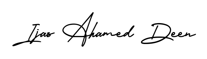 Transform the name Ijas Ahamed Deen into a signature masterpiece using AmerikaSignatureDemo-Regular font. Ideal for photographers, artists, and creators looking for watermarks. Ijas Ahamed Deen signature style 3 images and pictures png