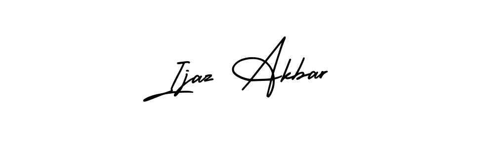 The best way (AmerikaSignatureDemo-Regular) to make a short signature is to pick only two or three words in your name. The name Ijaz Akbar include a total of six letters. For converting this name. Ijaz Akbar signature style 3 images and pictures png