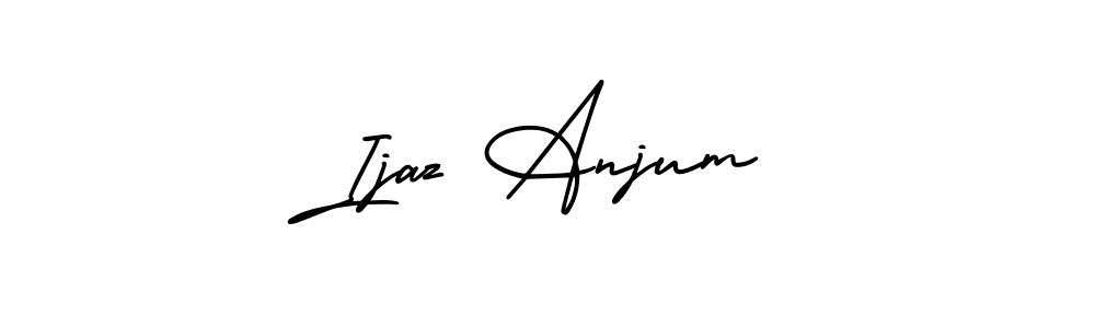 The best way (AmerikaSignatureDemo-Regular) to make a short signature is to pick only two or three words in your name. The name Ijaz Anjum include a total of six letters. For converting this name. Ijaz Anjum signature style 3 images and pictures png