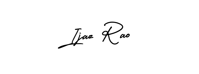 The best way (AmerikaSignatureDemo-Regular) to make a short signature is to pick only two or three words in your name. The name Ijaz Rao include a total of six letters. For converting this name. Ijaz Rao signature style 3 images and pictures png