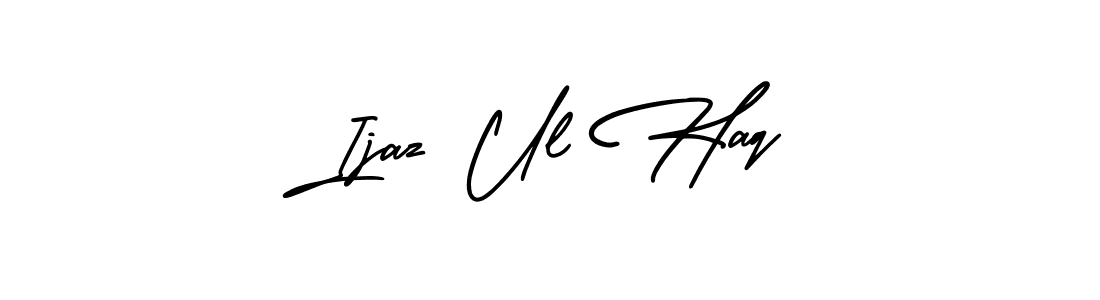 This is the best signature style for the Ijaz Ul Haq name. Also you like these signature font (AmerikaSignatureDemo-Regular). Mix name signature. Ijaz Ul Haq signature style 3 images and pictures png