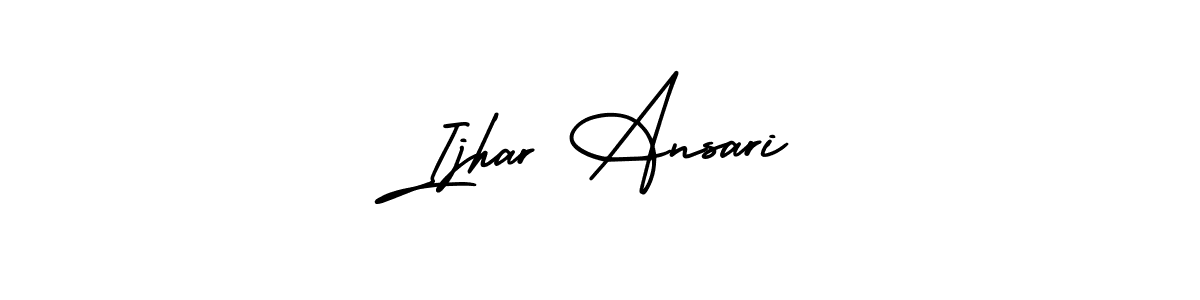 You should practise on your own different ways (AmerikaSignatureDemo-Regular) to write your name (Ijhar Ansari) in signature. don't let someone else do it for you. Ijhar Ansari signature style 3 images and pictures png