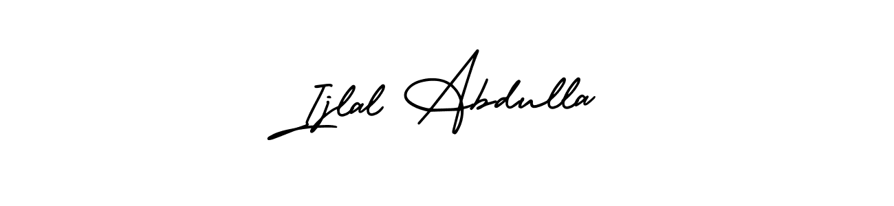 You should practise on your own different ways (AmerikaSignatureDemo-Regular) to write your name (Ijlal Abdulla) in signature. don't let someone else do it for you. Ijlal Abdulla signature style 3 images and pictures png