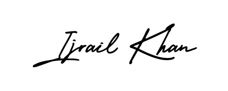 The AmerikaSignatureDemo-Regular handwriting style adds charm and authenticity to name Ijrail Khan. A wonderful choice for personal thank-you notes. Ijrail Khan signature style 3 images and pictures png