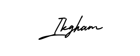 A stylish, flowing autograph style designed for name Ikgham using AmerikaSignatureDemo-Regular typography. Perfect for digital creative projects. Ikgham signature style 3 images and pictures png