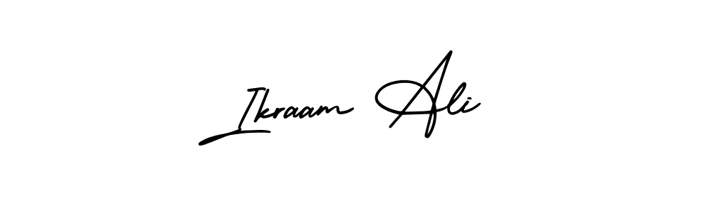 This is the best signature style for the Ikraam Ali name. Also you like these signature font (AmerikaSignatureDemo-Regular). Mix name signature. Ikraam Ali signature style 3 images and pictures png