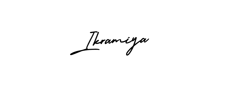 This is the best signature style for the Ikramiya name. Also you like these signature font (AmerikaSignatureDemo-Regular). Mix name signature. Ikramiya signature style 3 images and pictures png